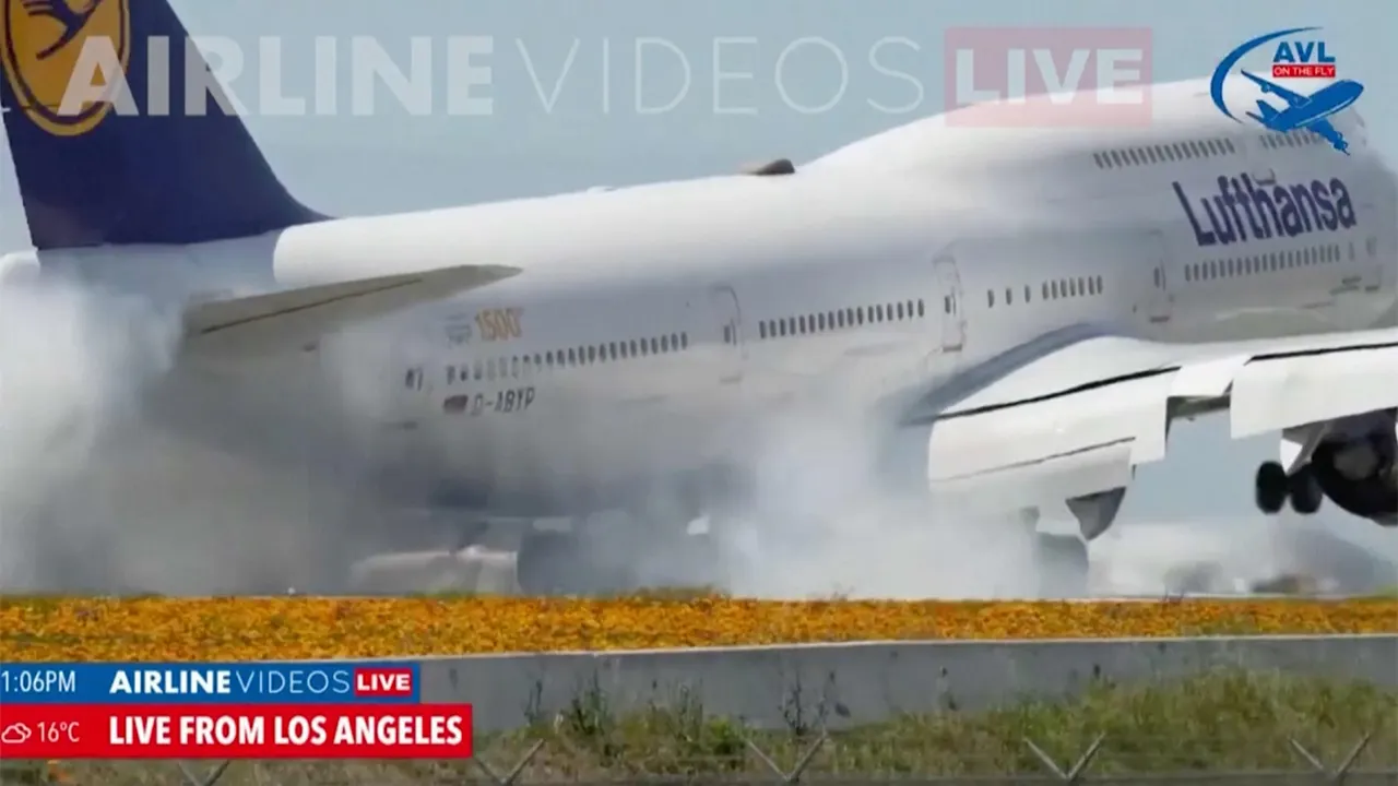 Lufthansa confirms 'rough landing' by Boeing 'training flight' caught on camera bouncing off LAX runway - Fox Business