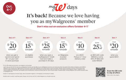 Walgreens Unveils myW™ days Offers October 4 - 7 - Yahoo Finance