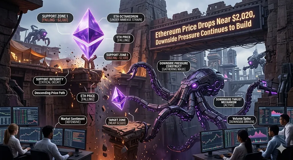 Ethereum Price Drops Near $2,020, Downside Pressure Continues to Build