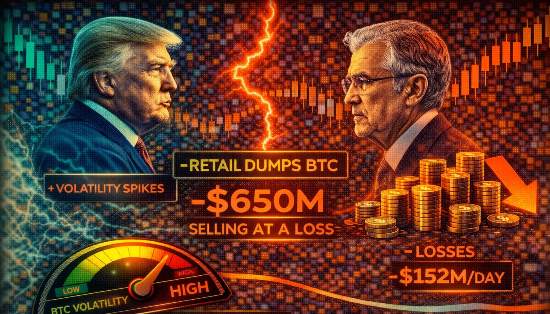 Trump-Powell Conflict Fuels Volatility While Retail Sells Bitcoin At A Loss – Details