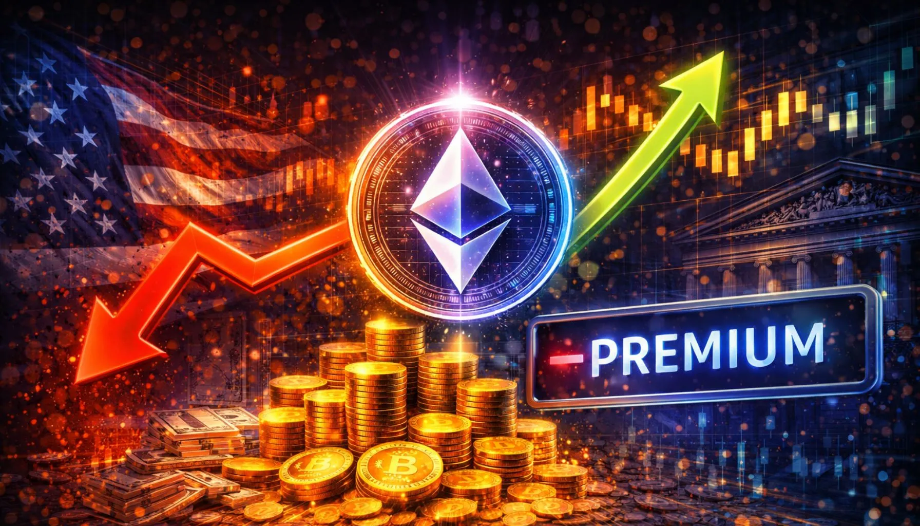 Ethereum Price Divergence Signals Weak US Buying Pressure: Coinbase Premium Stays Negative