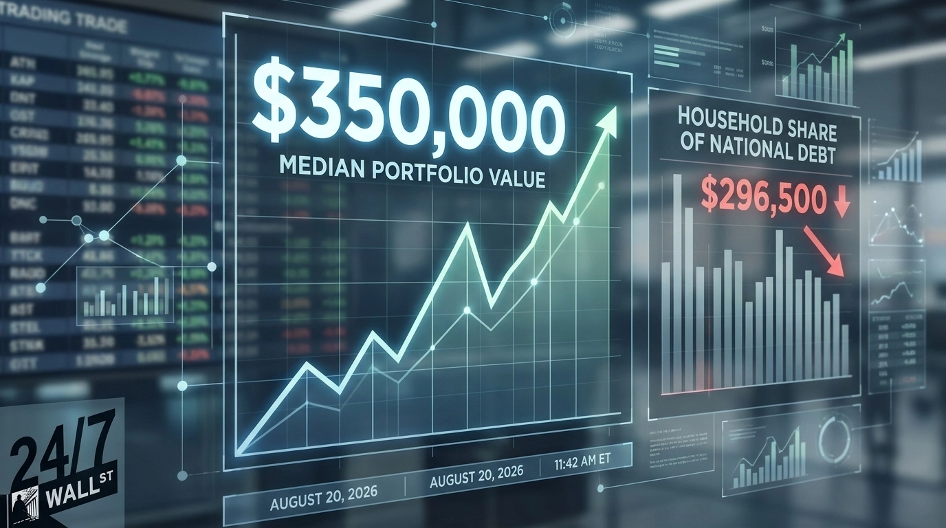Median Stock Portfolio Hits Record $350,000  -- Household Share of Nation Debt Grows to $296,500