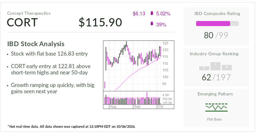 Corcept, IBD Stock Of The Day, Setting Up Amid Booming Earnings Growth