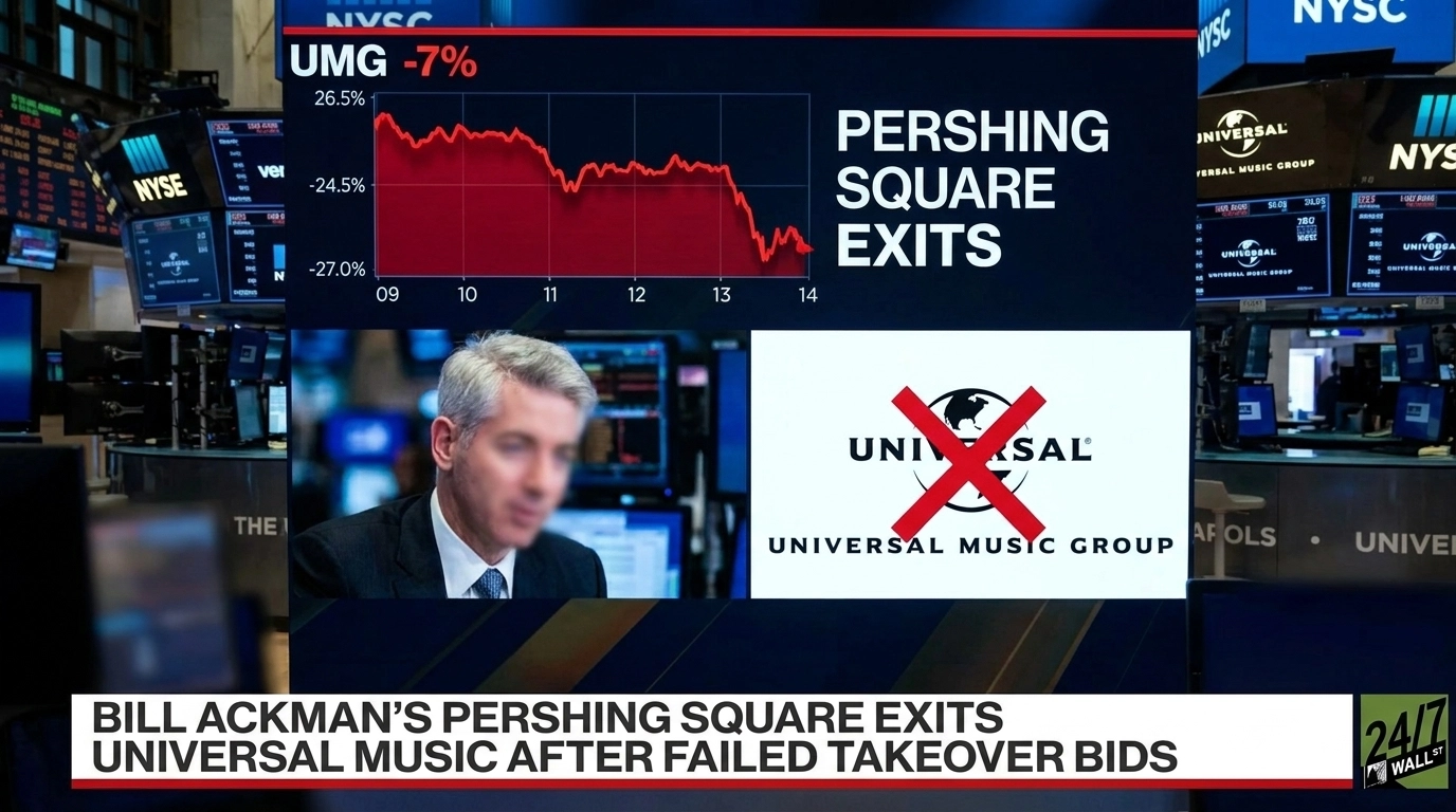 Billionaire Bill Ackman's Pershing Square Exits Universal Music After Failed Takeover Bids, Stock Slumps 7%