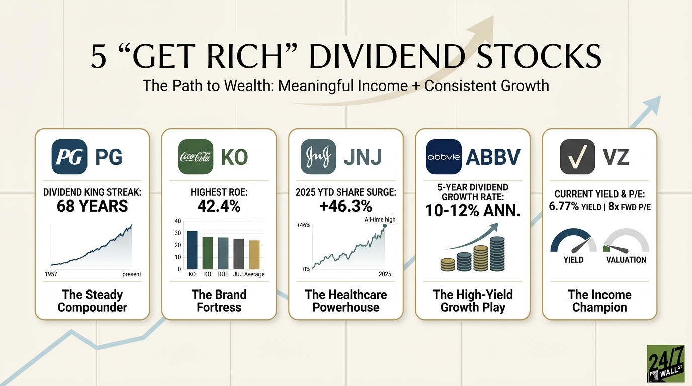 Five Dividend Aristocrats Offer 2.4%-6.8% Yields With Decades of Consecutive Payout Increases