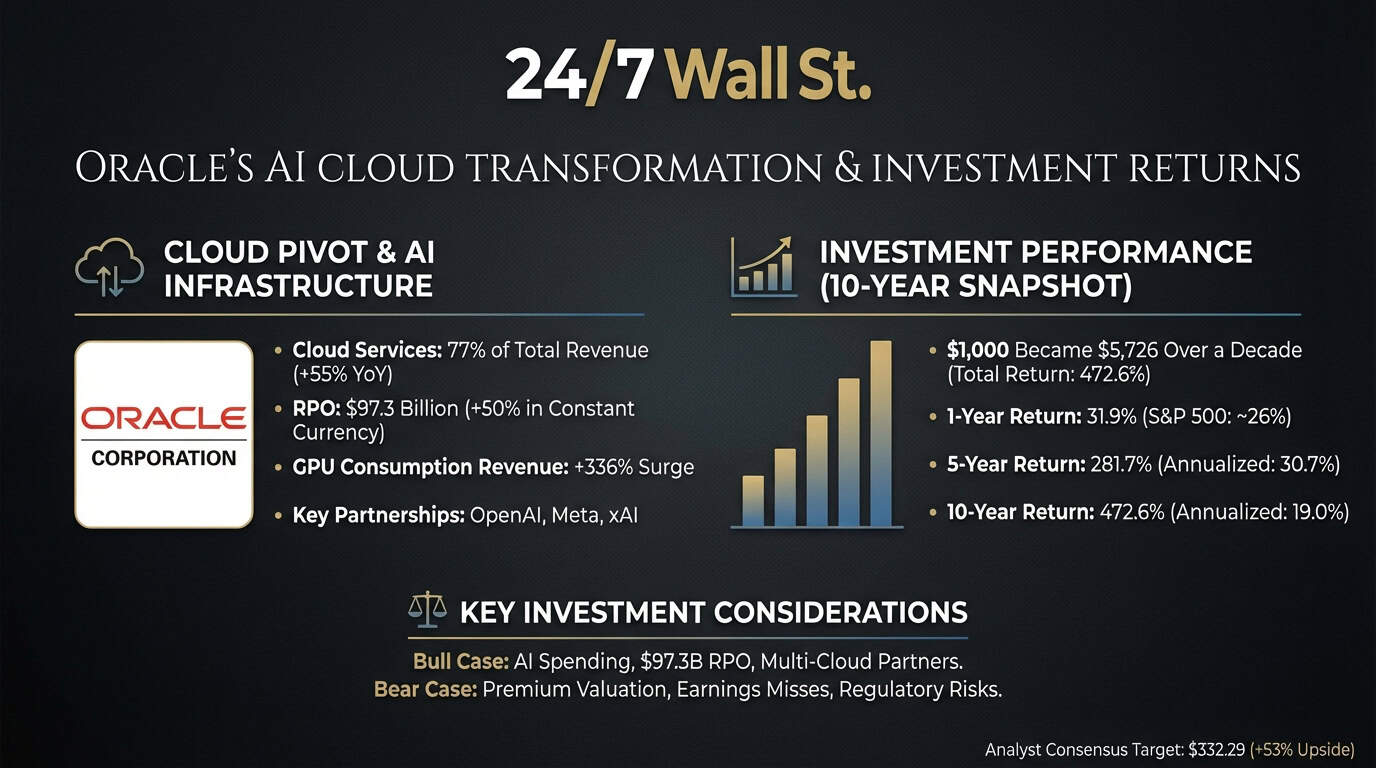 Oracle Turned $1,000 Into $5,726 Over a Decade but Recent Buyers Lost 37%