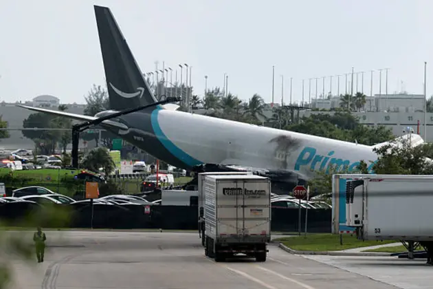 Amazon cargo jet overruns runway at Miami airport, halting flights