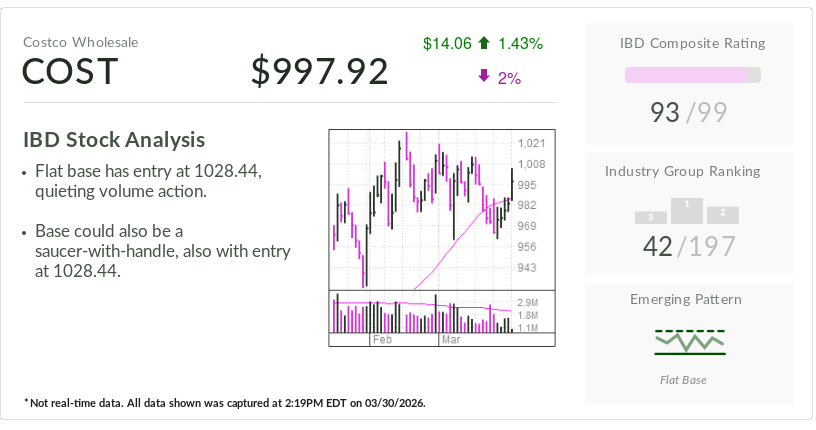 Costco, IBD's Stock Of The Day, Rallies This Year As Markets Fall